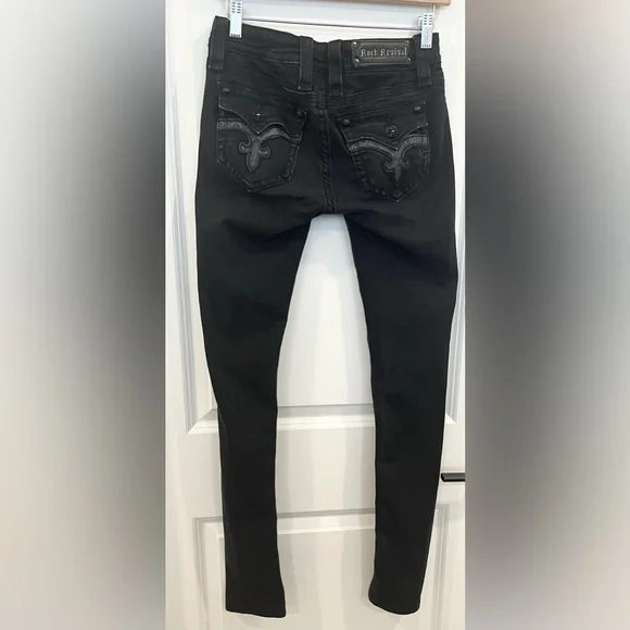 Rock Revival Marisa Black Denim Skinny Jeans Womens Low-Rise Casual Size 26x32 - Picture 4 of 11